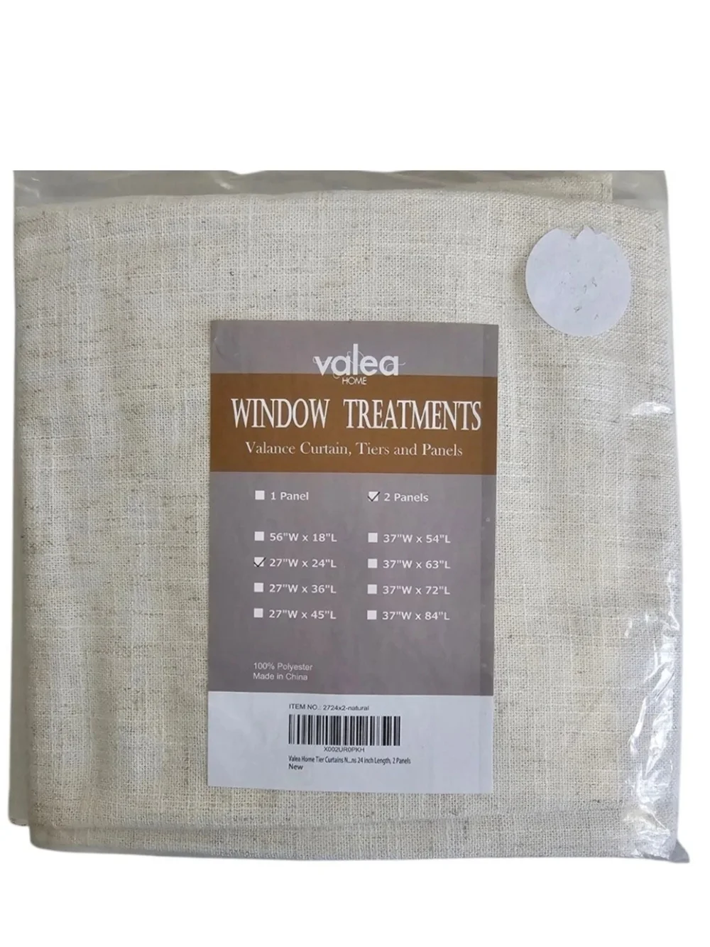 Valea Home Linen Kitchen Curtain Valance 2 Panels 27
